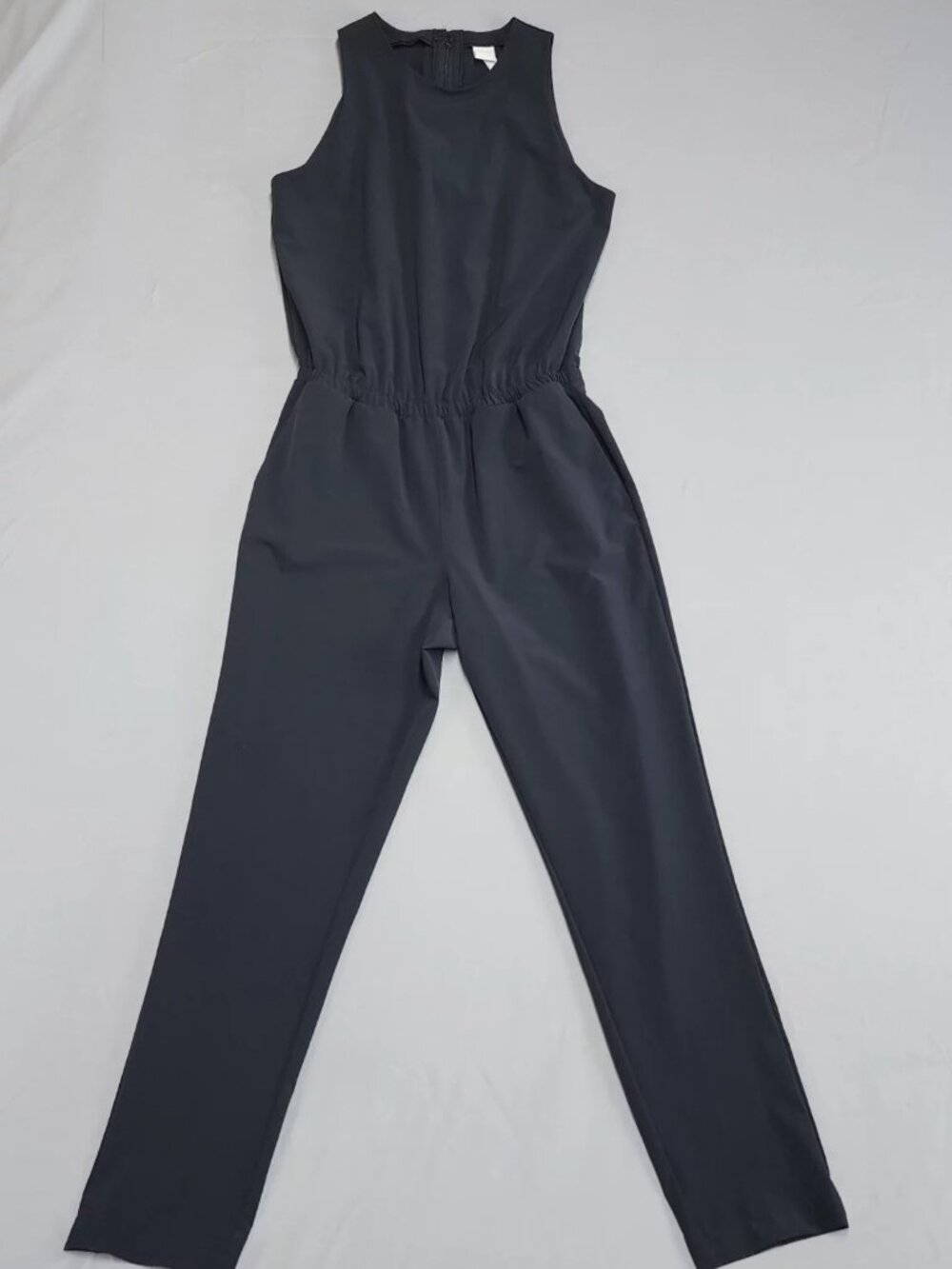 Lole Womens Size M Black Sleeveless Jumpsuit Elastic Waist Pockets Zip